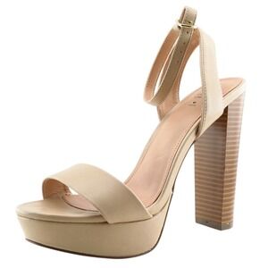Call It Spring Size 6.5 M Beige‎ Ankle Strap Synthetic Women Sandal Shoes